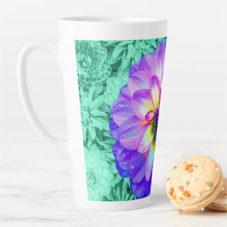 Beautiful Mixed Colour Dahlia Flower Latte Mug Cup
