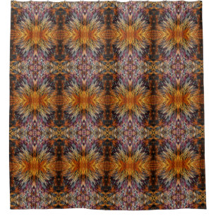 Beautiful Mixed Pattern Yellow Orange Brown Blue Shower Curtain