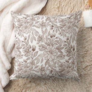Beautiful Mocha Mousse Vintage Floral Cushion