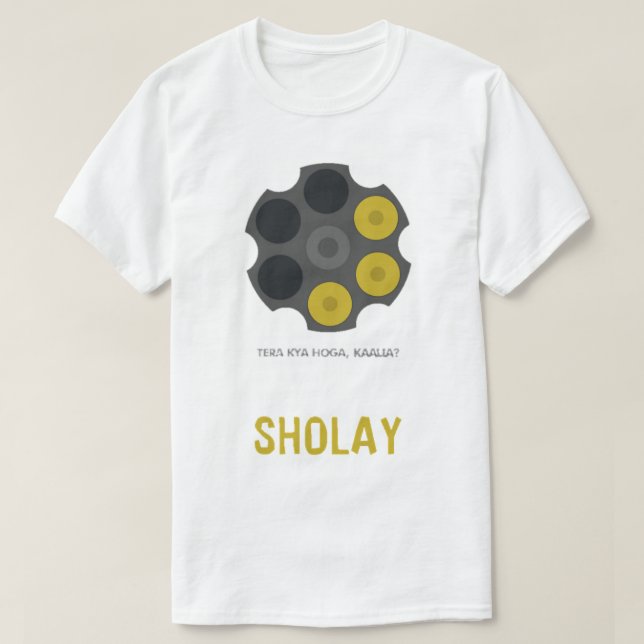 Beautiful Model Sholay Bollywood Movie Dialogue T-Shirt (Design Front)