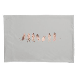 Beautiful Modern and Simple White and Copper Birds Pillowcase
