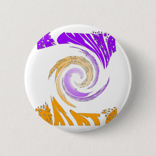 Beautiful Modern Art Design: Purple and Gold Whirl 6 Cm Round Badge