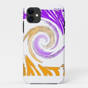 Beautiful Modern Art Design: Purple and Gold Whirl iPhone 11 Case
