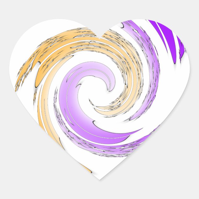 Beautiful Modern Art Design: Purple and Gold Whirl Heart Sticker (Front)
