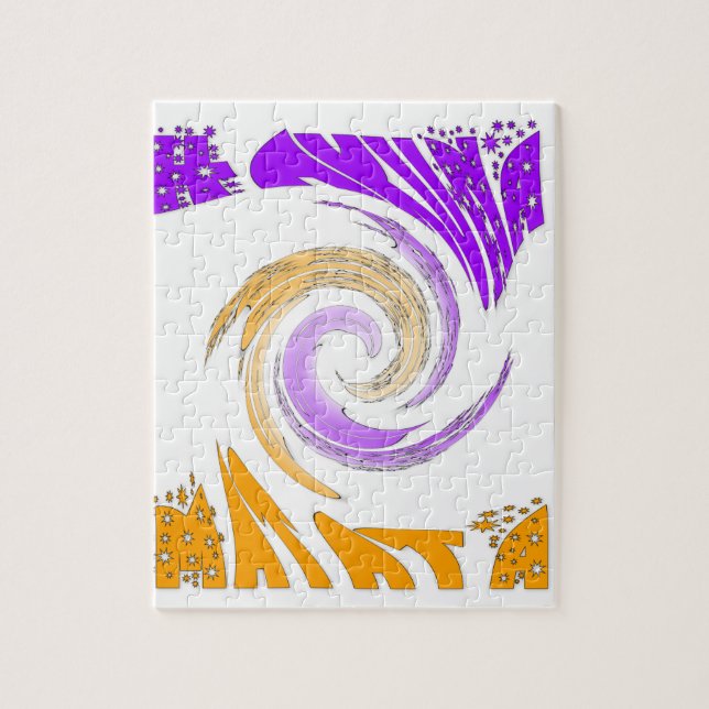 Beautiful Modern Art Design: Purple and Gold Whirl Jigsaw Puzzle (Vertical)