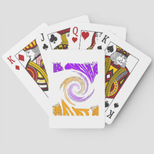 Beautiful Modern Art Design: Purple and Gold Whirl Playing Cards