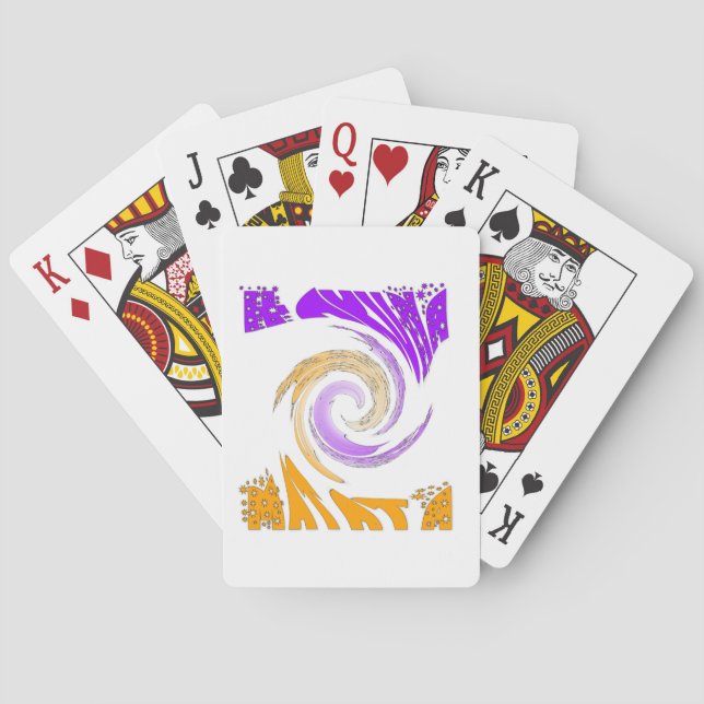 Beautiful Modern Art Design: Purple and Gold Whirl Playing Cards (Back)