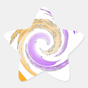 Beautiful Modern Art Design: Purple and Gold Whirl Star Sticker