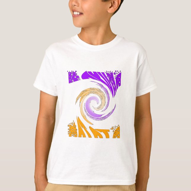 Beautiful Modern Art Design: Purple and Gold Whirl T-Shirt (Front)