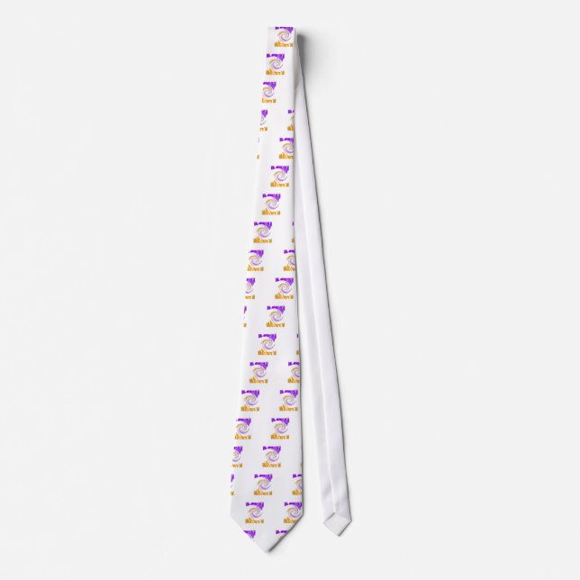 Beautiful Modern Art Design: Purple and Gold Whirl Tie (Front)