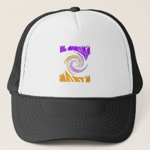 Beautiful Modern Art Design: Purple and Gold Whirl Trucker Hat