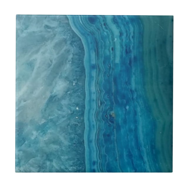 Beautiful Modern Blue Agate Ceramic Tile (Front)