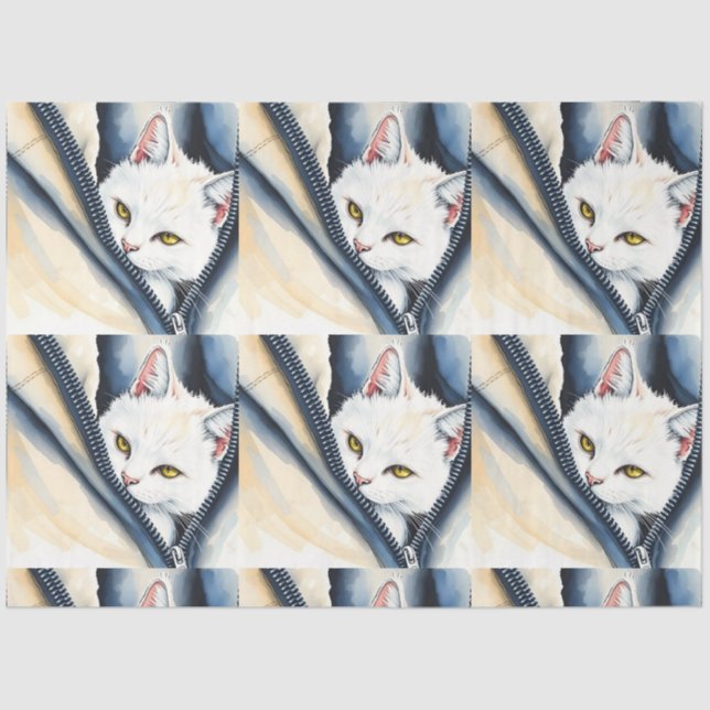 Beautiful Modern Cute Watercolor Cat Collection Tissue Paper (Front)