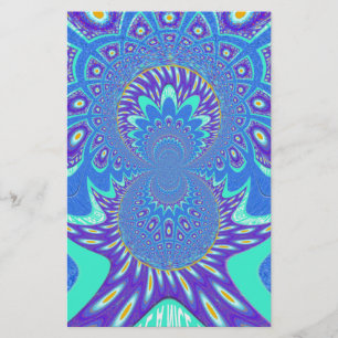 Beautiful Modern Cyan Blue batik Kaleidoscope Art Stationery