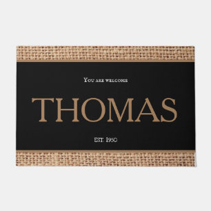 Beautiful modern design family brown black border  doormat