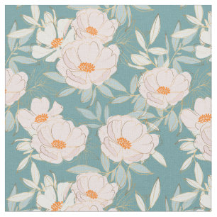 Beautiful modern floral garden blue and pink  fabric