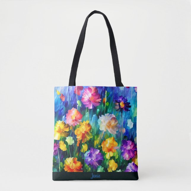 Beautiful Modern Floral Personalised Tote Bag (Front)
