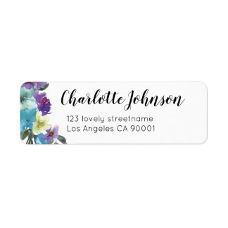 Beautiful Modern Floral Script Name Return Address Label