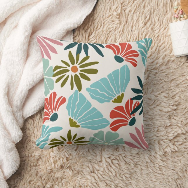 Beautiful Modern Floral Throw Pillow (Blanket)