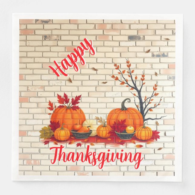Beautiful Modern Happy Thanksgiving Fall Napkin (Front)
