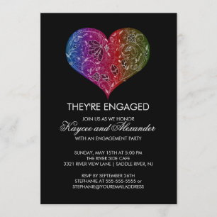 Beautiful Modern Heart Engagement Invitations