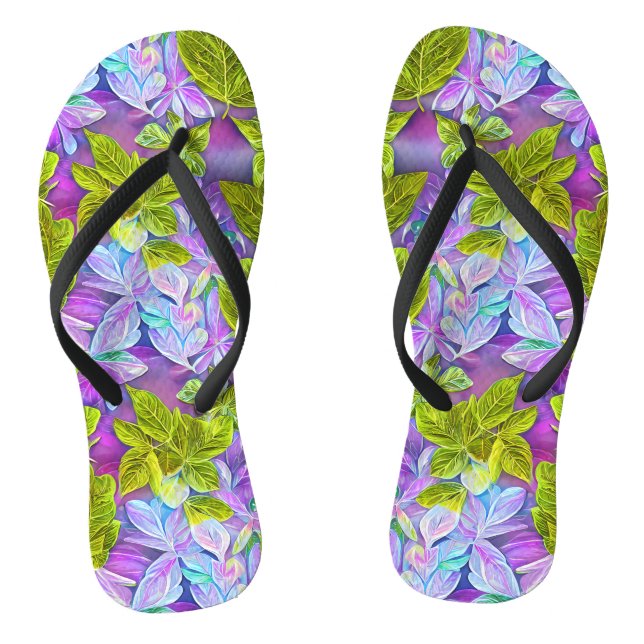 Beautiful Modern Leafy Pattern Thongs (Footbed)