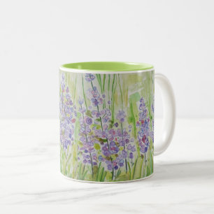 Beautiful Modern Pretty Purple Flowers Scenic Two-Tone Coffee Mug