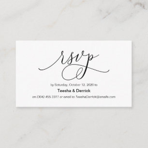 Beautiful Modern romance black ink, Wedding RSVP Enclosure Card