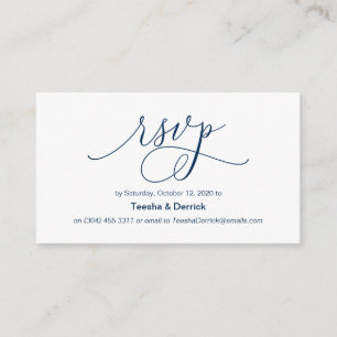 Beautiful Modern romance Navy ink, Wedding RSVP Enclosure Card