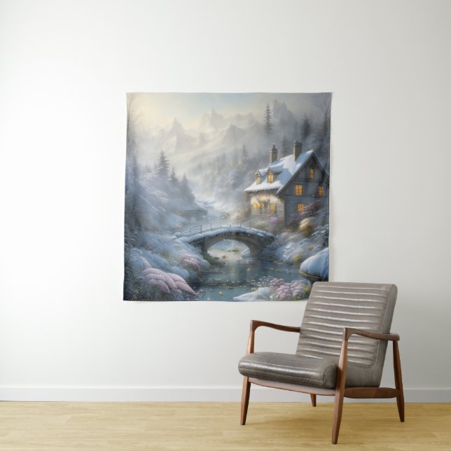 Beautiful Modern Snow Winter Landscape Tapestry (In Situ)