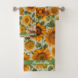 Beautiful Modern Sunflower Collection Bath Towel Set