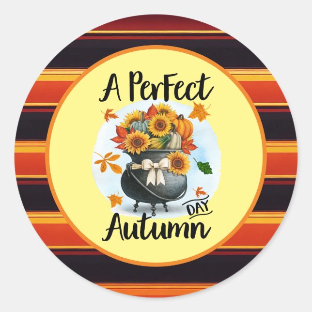 Beautiful Modern Thanksgiving Autumn Collection Classic Round Sticker (Front)