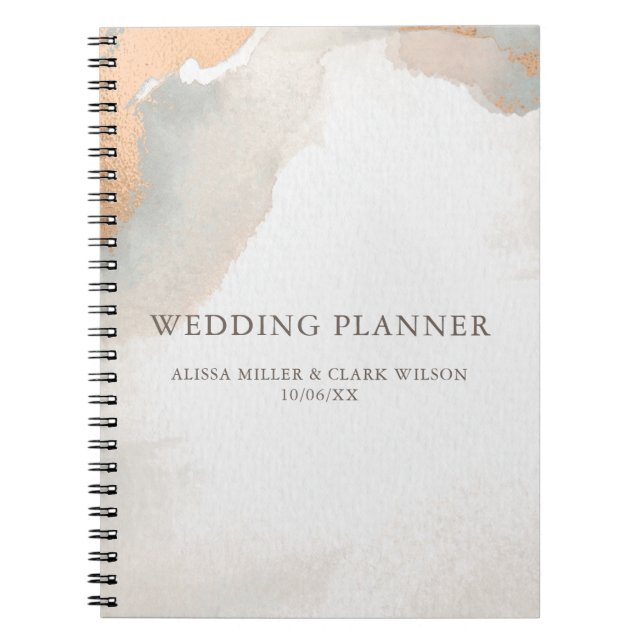 Beautiful Modern Watercolor Abstract Rose Gold Notebook (Front)