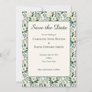 Beautiful Modern White Flowers and Berries Invitation