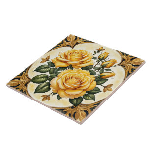 Beautiful Modern Yellow Rose Collection Ceramic Tile