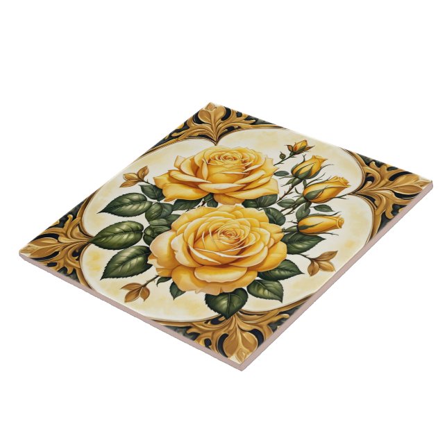 Beautiful Modern Yellow Rose Collection Ceramic Tile (Side)
