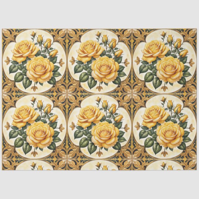 Beautiful Modern Yellow Rose Collection Tissue Paper (Front)