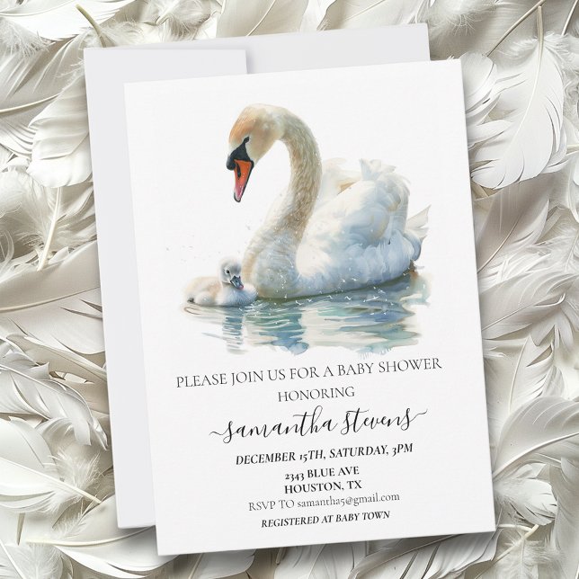 Beautiful Momma Baby Swan Shower  Invitation (Creator Uploaded)