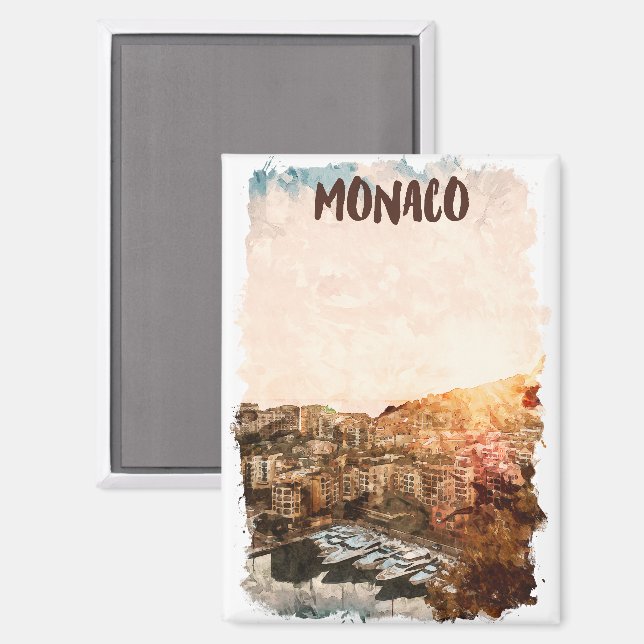 Beautiful Monaco Sunset Painting Magnet (Front/Back)