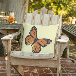Beautiful Monarch Butterfly   Soft Yellow Cushion