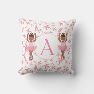 Beautiful Monogram African American Ballerinas Cushion