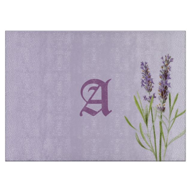 Beautiful Monogram Lavender Cutting Board (Front)