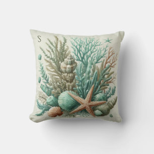 Beautiful Monogram Under the Sea Cushion
