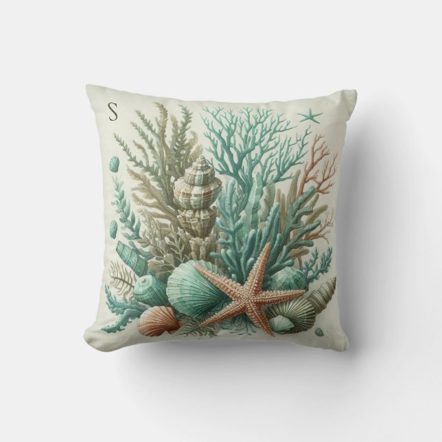 Beautiful Monogram Under the Sea Cushion (Front)