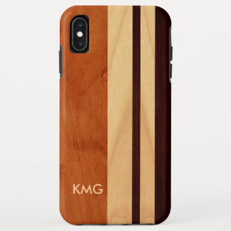 Beautiful Monogrammed Wood Stripes Pattern iPhone XS Max Case