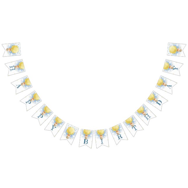 Beautiful Moon Air Balloon watercolor Bunting (All)