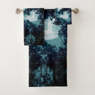Beautiful Moon Glow Though Trees Bath Towel Set