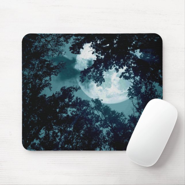Beautiful Moon Glow Though Trees  Mouse Pad (With Mouse)