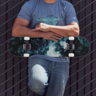 Beautiful Moon Glow Though Trees  Skateboard