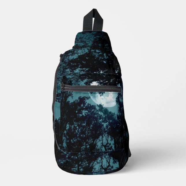 Beautiful Moon Glow Though Trees  Sling Bag (Front)
